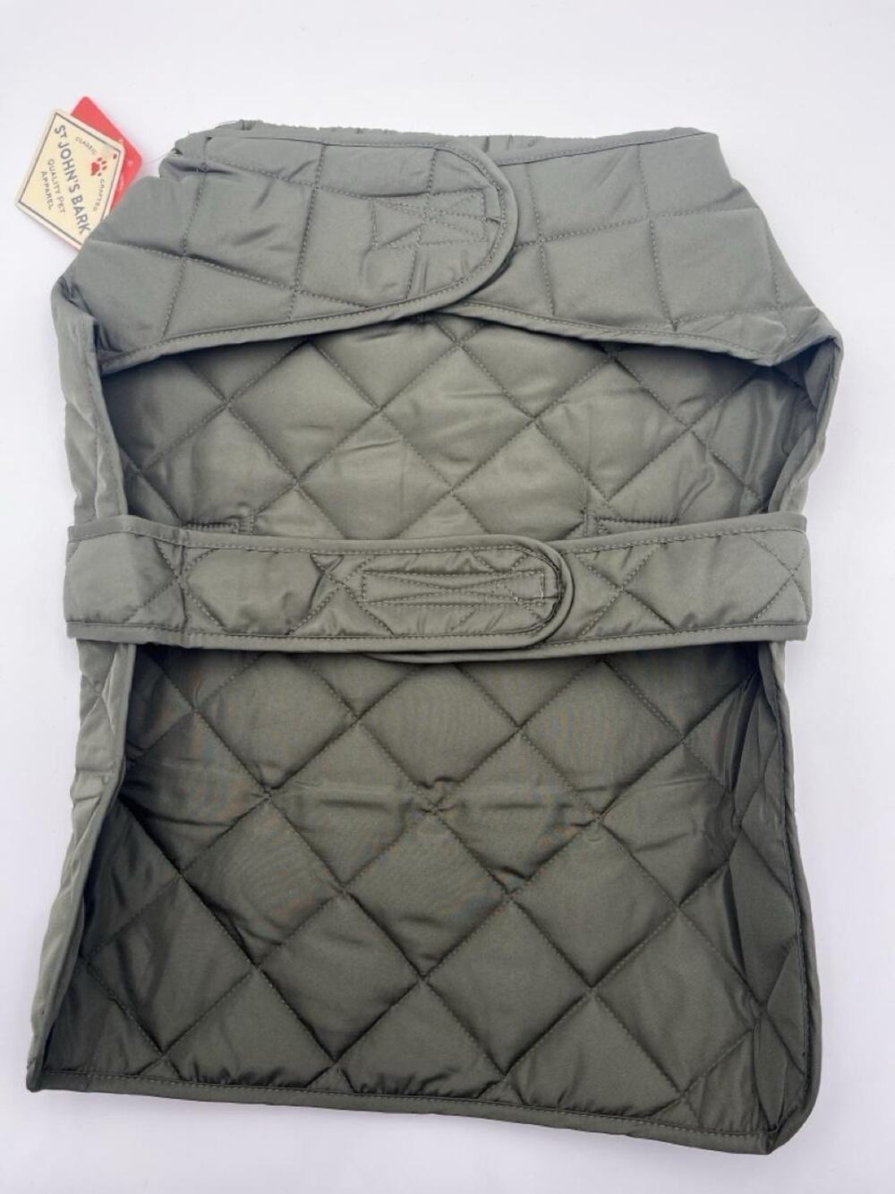 NEW WITH TAGS St John's Bark Dog Coat Jacket Large Green Quilted Pet Apparel